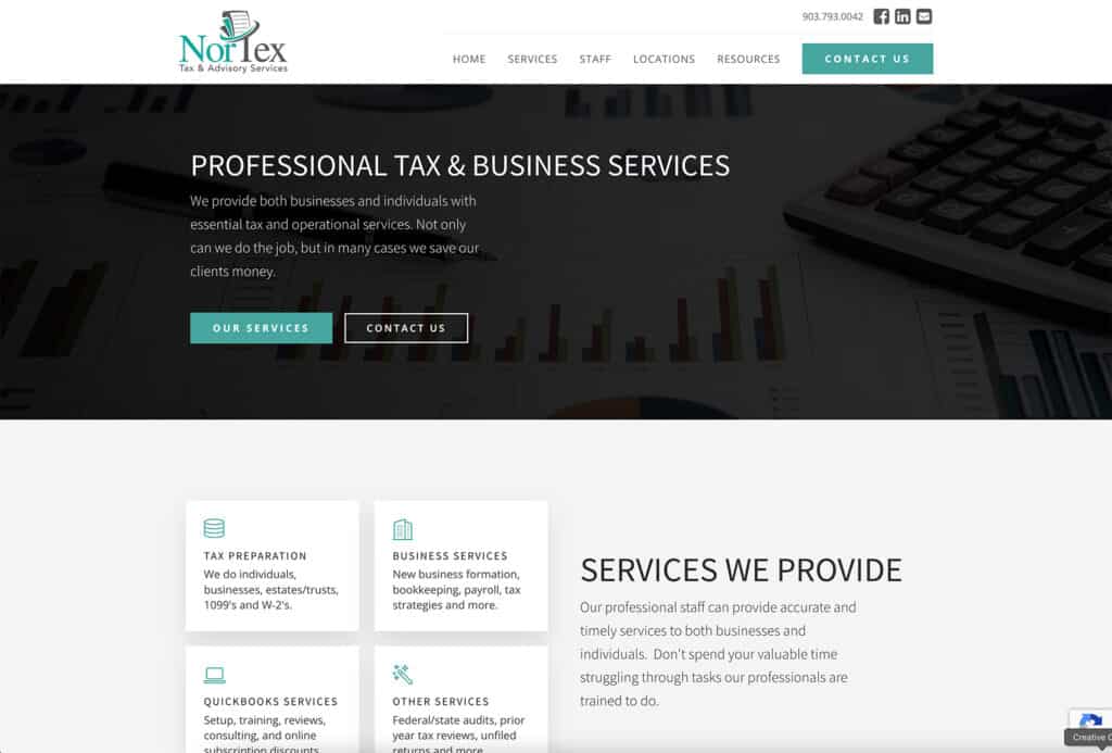 Screenshot of NorTex website