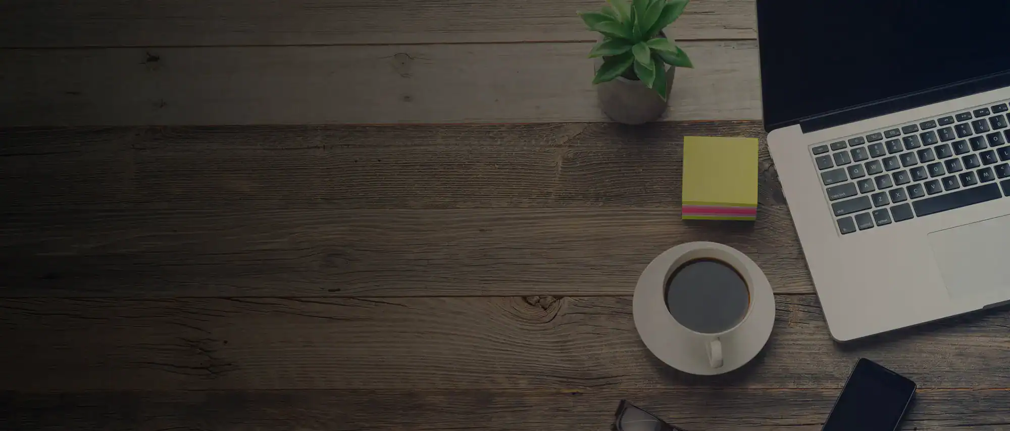 Wooden Desk with Coffee