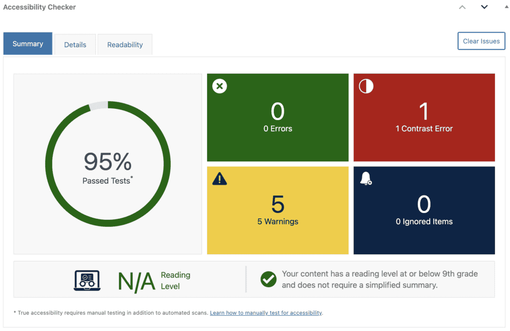Image showing accessibility checker
