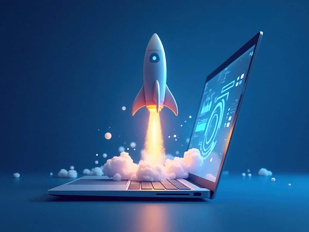Rocketship taking off